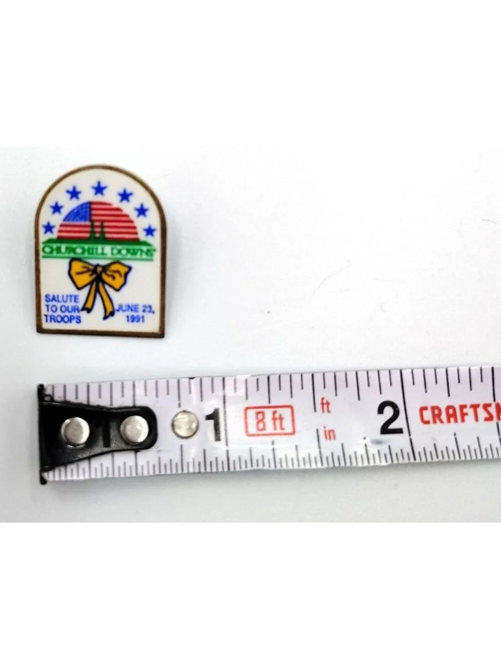 Churchill Downs Salute to Our Troops Pin June 23 1991 Patriotic Enamel Lapel Pin